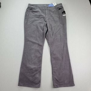 CC - St. John's Bay Corduroy Pants Women 24W Straight Tummy Control Gray NWT